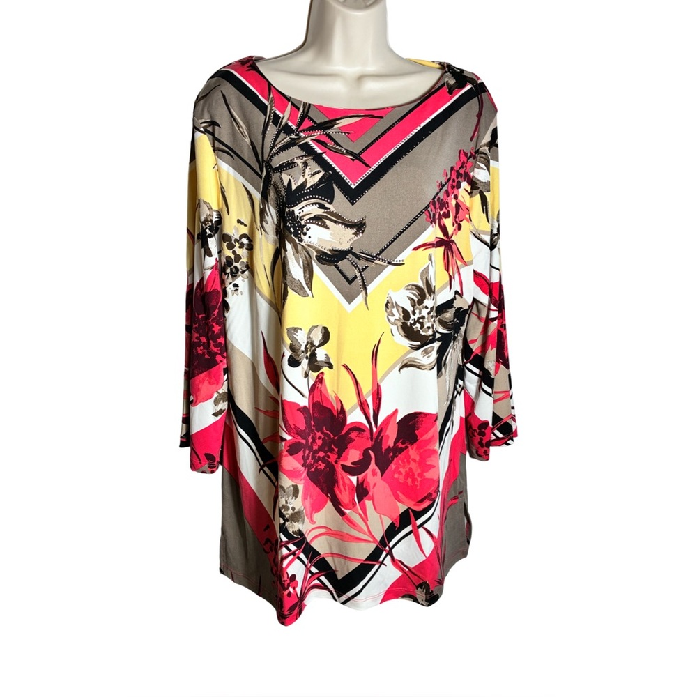 JM Collection “Natural Wonder” Palm Beach Print Tunic Top – Size XL (NWT)!